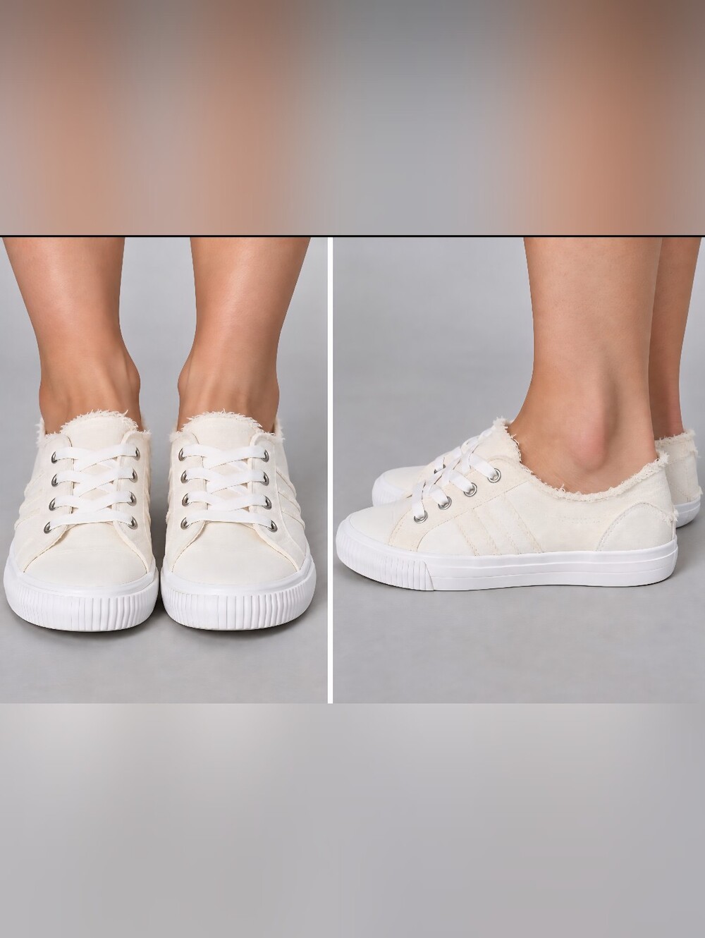Blowfish Malibu Fruit Womens Sneaker White Canvas Distressed Slip On Size 8.5